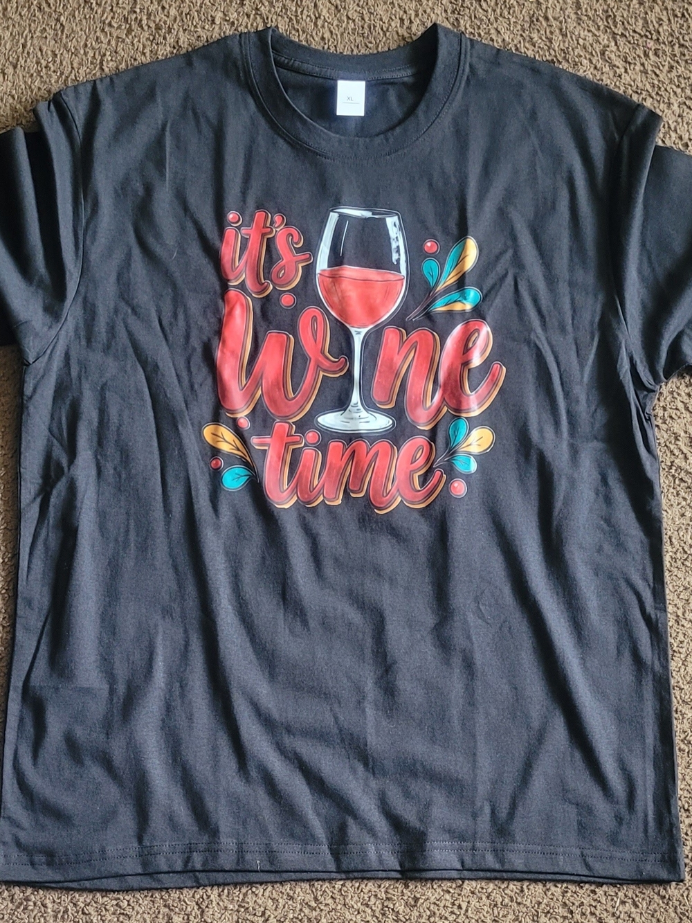 Black "It's Wine Time" Graphic Tee